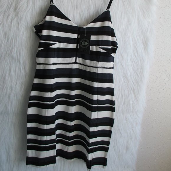 French Connection Bloomingdales Size 12 Sleeveless Spaghetti Strap Dress Striped - Picture 2 of 12